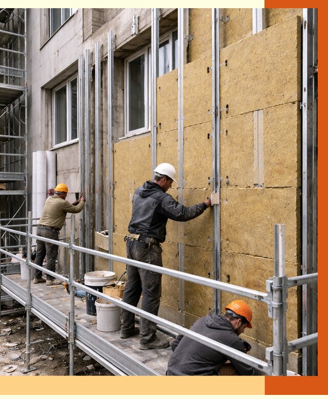Утепление вентилируемого фасада в Нижнем Новгороде от 5836 руб/м2 — монтаж и утепление вентфасад | ТепломастерНнн